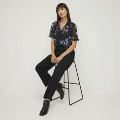 Khoko Smart Tie Neck Soft Blouse Black Floral Black Floral 11 Khoko Smart Tie Neck Soft Blouse Black Floral Black Floral -Women's Clothing store online BP646100002 blk flor