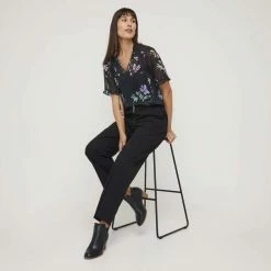 Khoko Smart Tie Neck Soft Blouse Black Floral Black Floral 8 Khoko Smart Tie Neck Soft Blouse Black Floral Black Floral -Women's Clothing store online BP646100002 blk flor 4