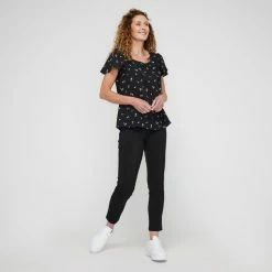 Khoko Smart Sweetheart Flutter Top Black Floral -Women's Clothing store online BP646101001 blk flor 3