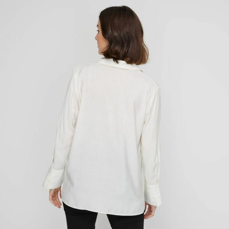 Khoko Smart Women's Split Cuff Shirt Ivory 6 Khoko Smart Women's Split Cuff Shirt Ivory - Image 4