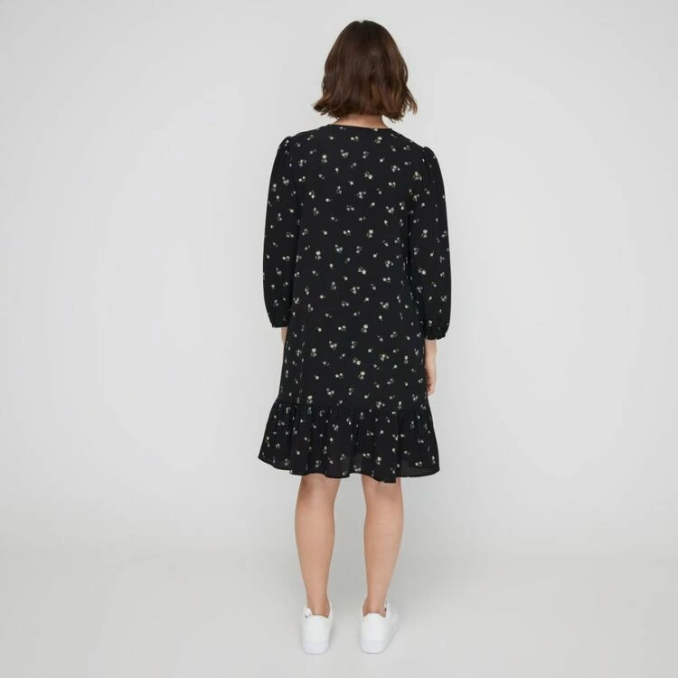 Khoko Smart Flounce Tunic Dress Black Floral 6 Khoko Smart Flounce Tunic Dress Black Floral - Image 4