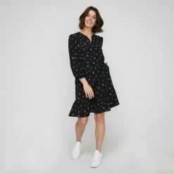Khoko Smart Flounce Tunic Dress Black Floral 11 Khoko Smart Flounce Tunic Dress Black Floral -Women's Clothing store online BP646104002 blk flor