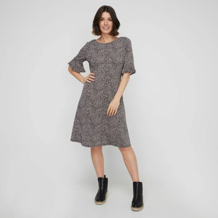 Khoko Smart Jersey Bell Sleeve Dress Spot Print 5 Khoko Smart Jersey Bell Sleeve Dress Spot Print - Image 3