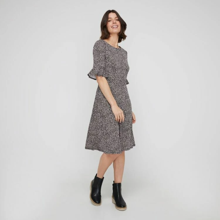 Khoko Smart Jersey Bell Sleeve Dress Spot Print 3 Khoko Smart Jersey Bell Sleeve Dress Spot Print