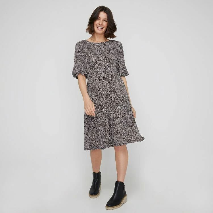 Khoko Smart Jersey Bell Sleeve Dress Spot Print 7 Khoko Smart Jersey Bell Sleeve Dress Spot Print - Image 5
