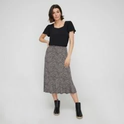 Khoko Smart Jersey Pull On Flounce Skirt Spot Print