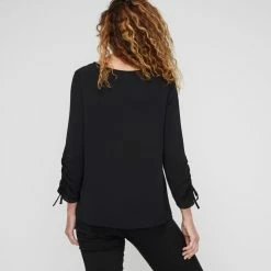 Khoko Smart Drawstring Blouse Black 12 Khoko Smart Drawstring Blouse Black -Women's Clothing store online BP646113008 black 2