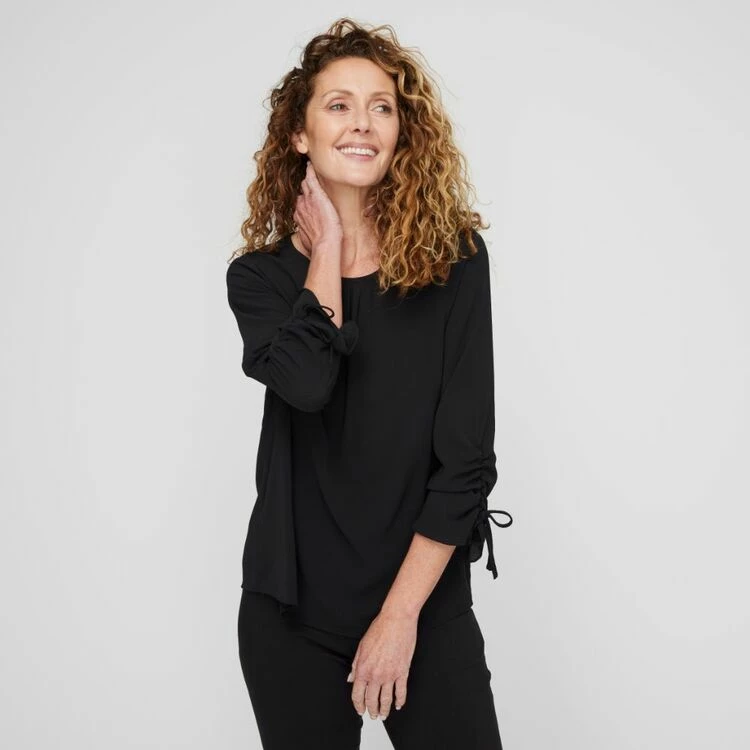 Khoko Smart Drawstring Blouse Black 6 Khoko Smart Drawstring Blouse Black - Image 4