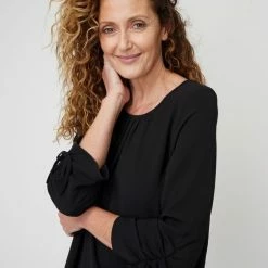 Khoko Smart Drawstring Blouse Black 10 Khoko Smart Drawstring Blouse Black -Women's Clothing store online BP646113008 black 4