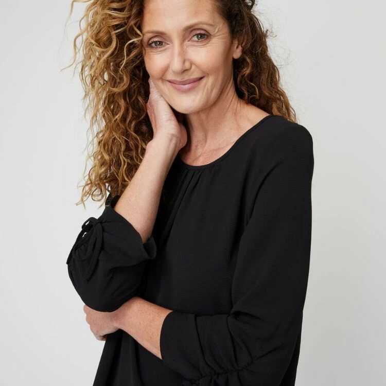 Khoko Smart Drawstring Blouse Black 5 Khoko Smart Drawstring Blouse Black - Image 3