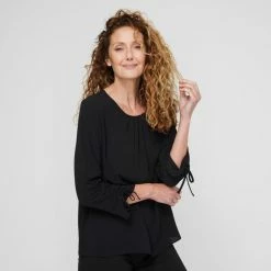 Khoko Smart Drawstring Blouse Black 9 Khoko Smart Drawstring Blouse Black -Women's Clothing store online BP646113008 black 5