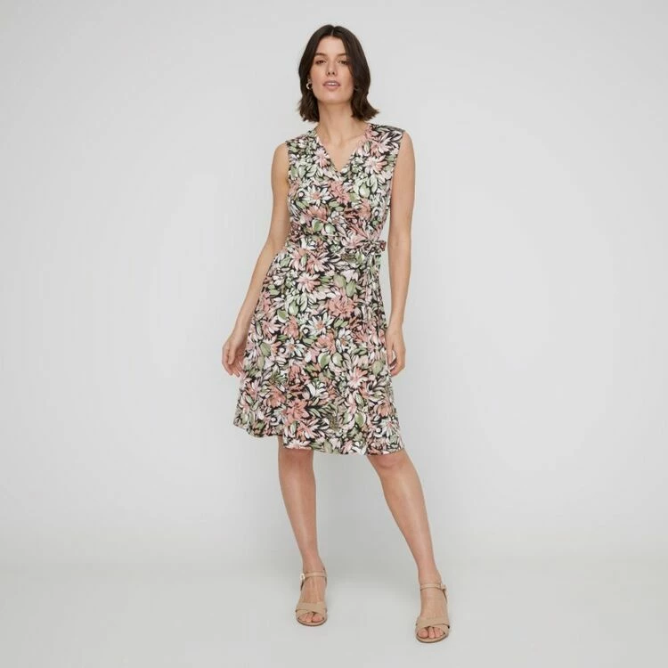 Khoko Smart Women's Wrap Front Jersey Sleeveless Dress Magnolia 5 Khoko Smart Women's Wrap Front Jersey Sleeveless Dress Magnolia - Image 3