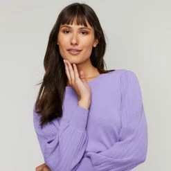 Leona Edmiston Ruby Textured Hem Sweater Lilac