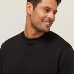 Bronson Basic Forbes Plain Crew Neck Fleece Black -Women's Clothing store online BP646143005 black 4