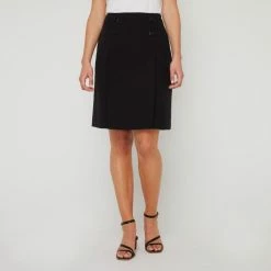 Jane Lamerton Button Detail Skirt Black -Women's Clothing store online BP646375001 black