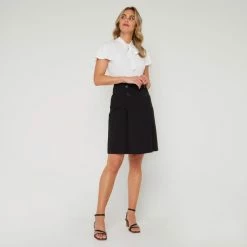 Jane Lamerton Button Detail Skirt Black -Women's Clothing store online BP646375001 black 3
