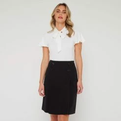Jane Lamerton Button Detail Skirt Black