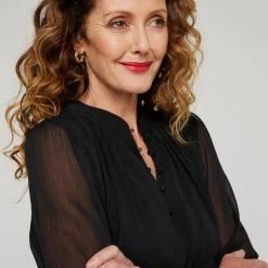 Jane Lamerton Front Tuck Blouse Black -Women's Clothing store online BP646382001 black 4