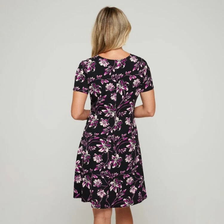 Khoko Smart Women's Jersey Tie Front Dress Pink Floral 7 Khoko Smart Women's Jersey Tie Front Dress Pink Floral - Image 5