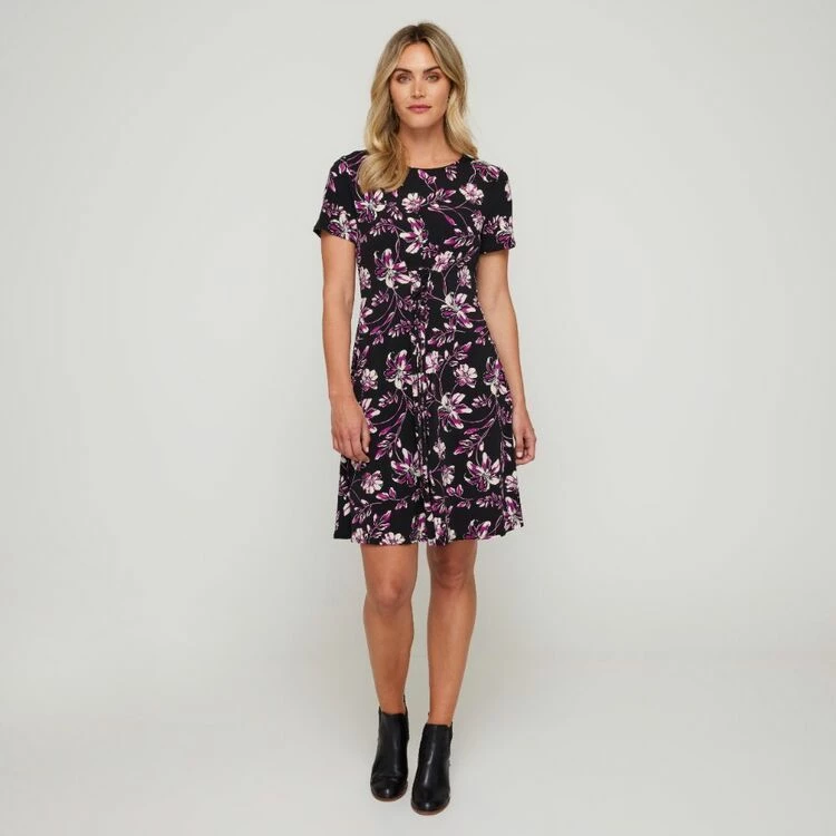 Khoko Smart Women's Jersey Tie Front Dress Pink Floral 6 Khoko Smart Women's Jersey Tie Front Dress Pink Floral - Image 4