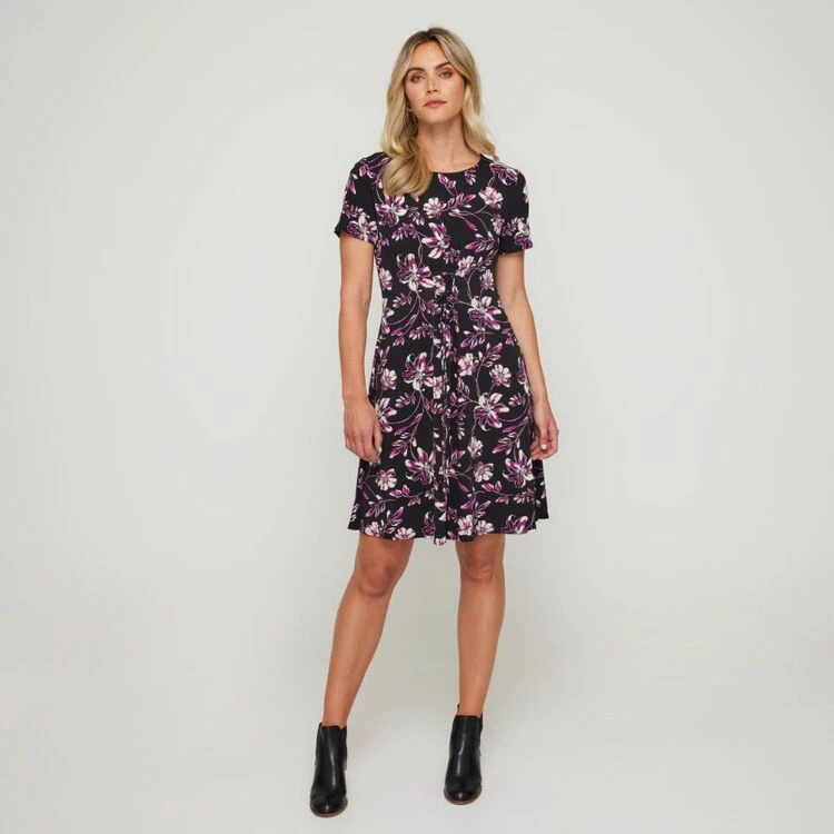 Khoko Smart Women's Jersey Tie Front Dress Pink Floral 8 Khoko Smart Women's Jersey Tie Front Dress Pink Floral - Image 6