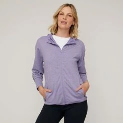 LMA Hooded Full Zip Top Lavender Marle -Women's Clothing store online BP647285005 lav mle