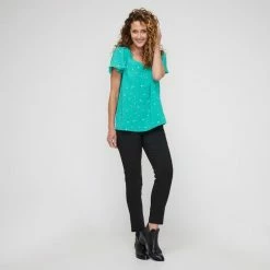 Khoko Smart Sweetheart Flutter Top Green Floral Green Floral 9 Khoko Smart Sweetheart Flutter Top Green Floral Green Floral -Women's Clothing store online BP647500001 grn flor 3