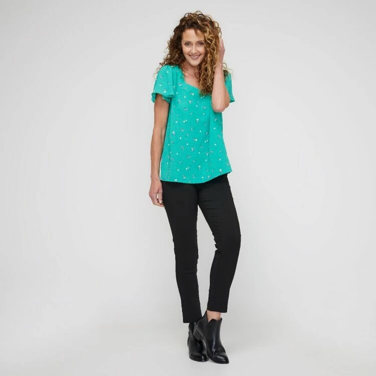 Khoko Smart Sweetheart Flutter Top Green Floral Green Floral 5 Khoko Smart Sweetheart Flutter Top Green Floral Green Floral - Image 3