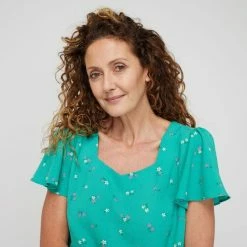 Khoko Smart Sweetheart Flutter Top Green Floral Green Floral 8 Khoko Smart Sweetheart Flutter Top Green Floral Green Floral -Women's Clothing store online BP647500001 grn flor 4