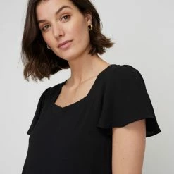 Khoko Smart Sweetheart Flutter Top Black Black -Women's Clothing store online BP647581002 black